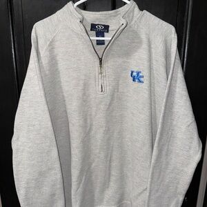 Vantage Men’s Light Gray Quarter-Zip Pullover with Blue UK Logo